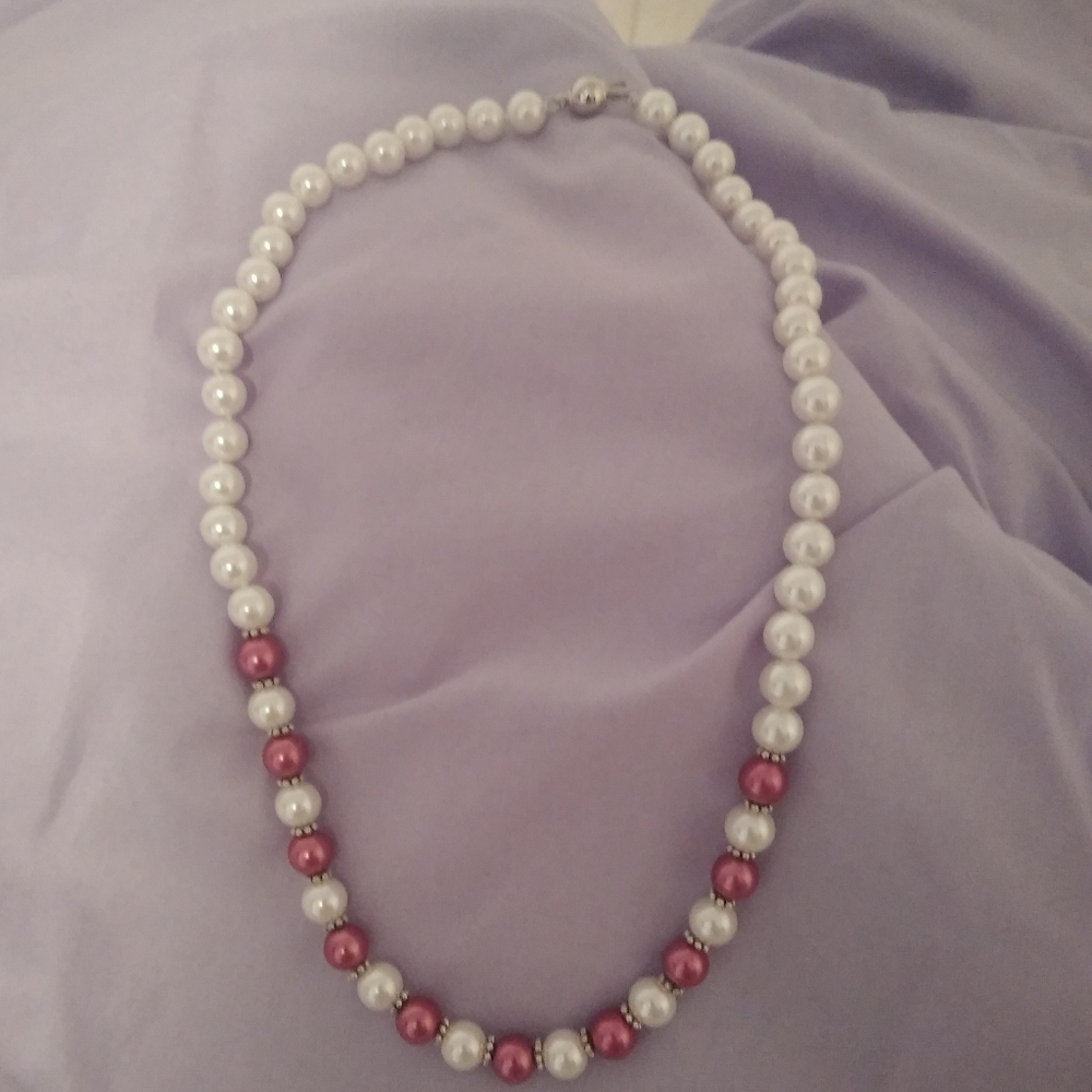 Estate 8mm Pink & White Akoya Pearl Necklace